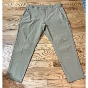 Fabletics Pants Mens Size 38x32 (38x29) The Only Pant Classic Fit Tan Zipper Pic